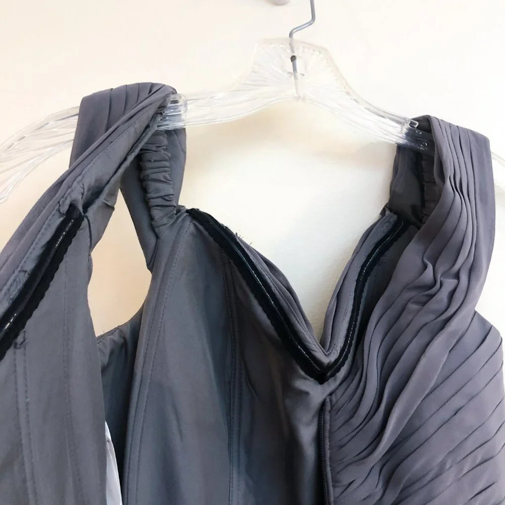 AZAZIE Chiffon Formal Off-the-Shoulder Bridesmaids Gray V Neck Maxi Dress A4 - Picture 5 of 9